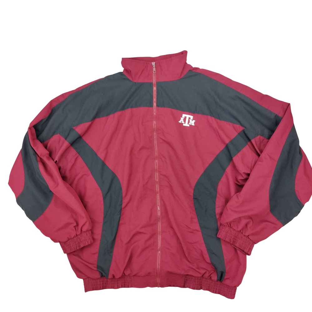 Team Apparel Jacket Mens 3XLT Maroon Texas A&M Aggies Windbreaker Full Zip Logo